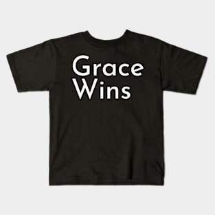 Grace Wins | Christian Design | Typography White Kids T-Shirt